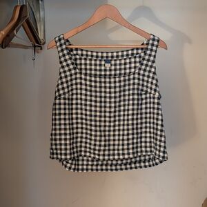 Navy Gingham Linen Tank